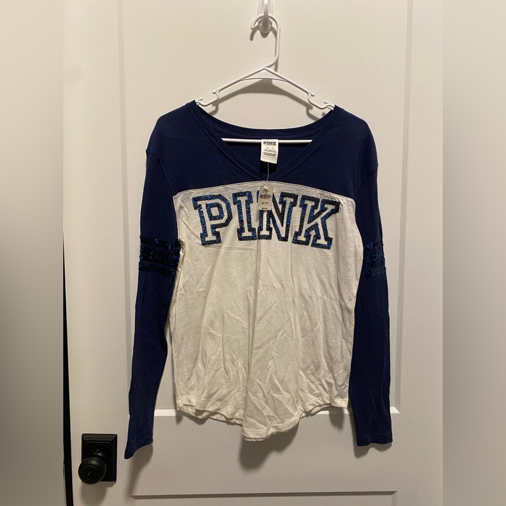 NWT, PINK long sleeve tshirt, XS, sequins